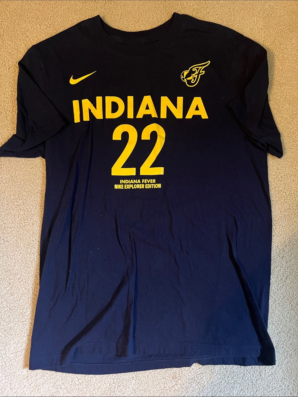 Nike Navy and Yellow Indiana 22 Graphic Tee - Caitlin Clark